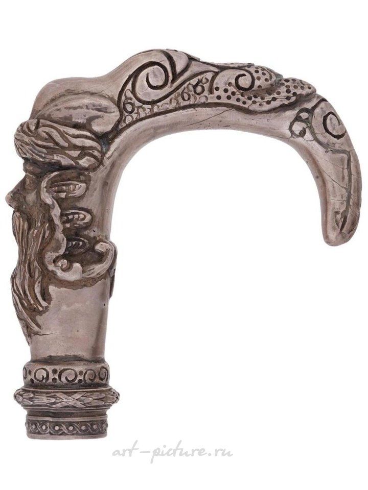 Russian silver , LARGE RUSSIAN SILVER CAST ARCHED CANE HANDLE