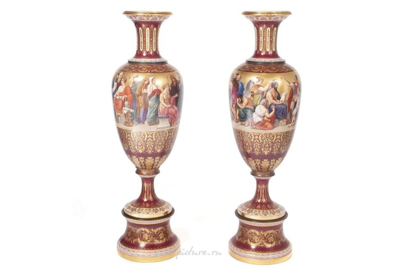 Royal Vienna Porcelain , PAIR OF MONUMENTAL TERRACOTTA URNS