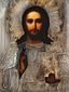 Русская икона Христа в серебряной ризе и киоте