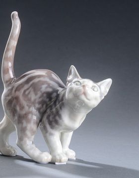 купить Фарфоровая статуэтка Кошка, Dahl-Jensen, 20 век.