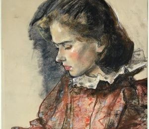 Portrait of a girl.Paper, pastel