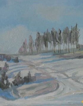 купить Зимний пейзаж Холст на картоне, масло 