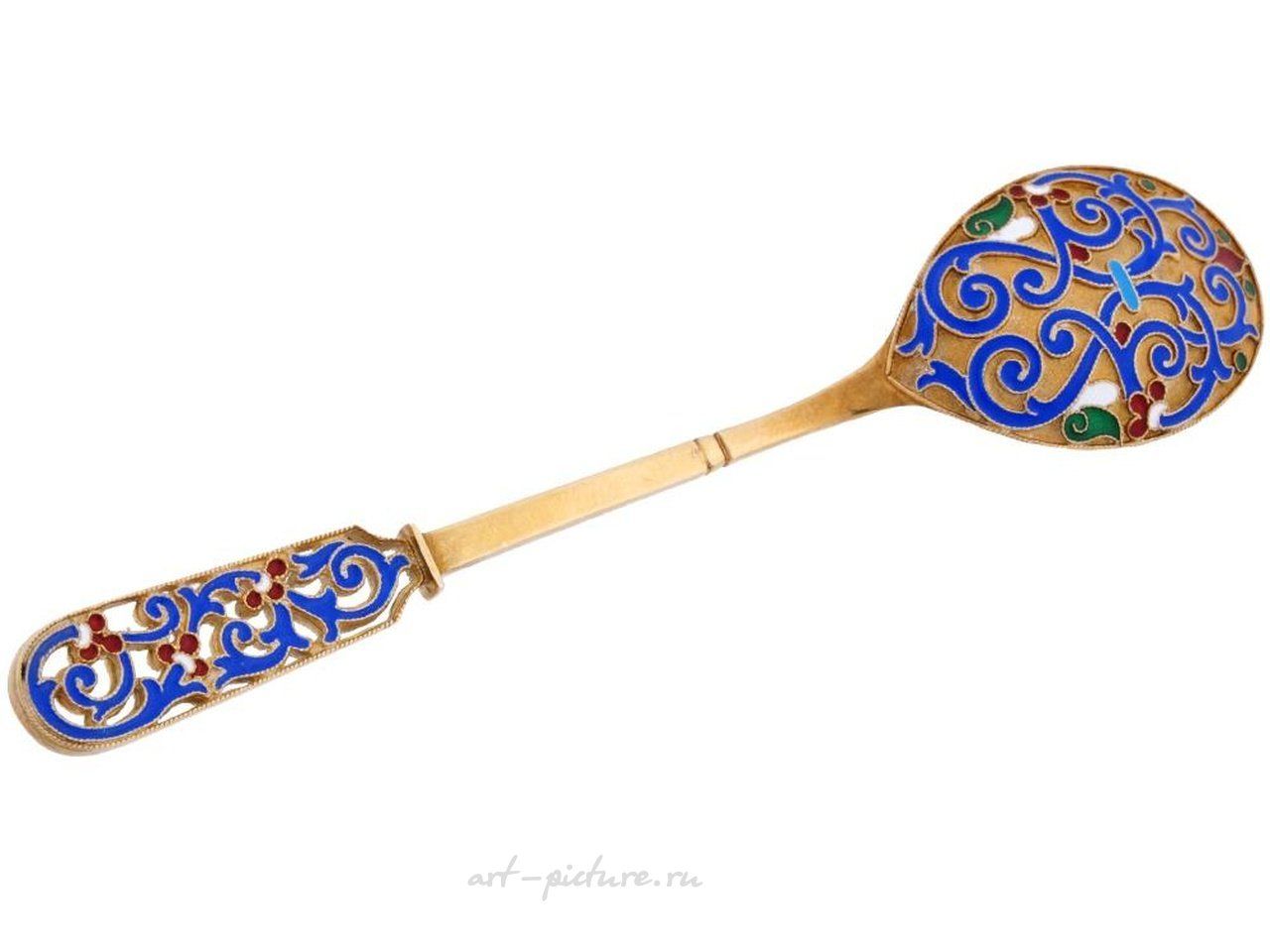 Русское серебро , Подстаканник для чайного стакана с ложкой