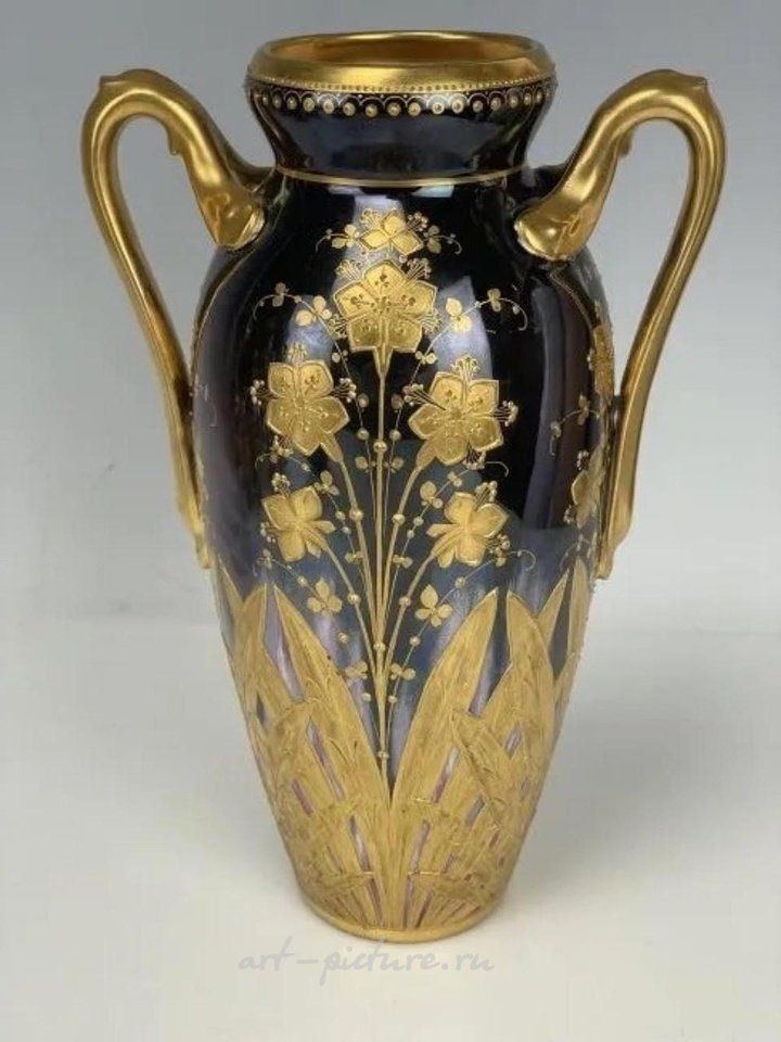 Royal Vienna Porcelain , ROYAL VIENNA STYLE VASE SIGNED WAGNER