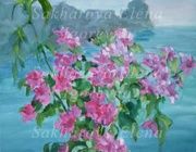 Flowers and sea canvas, oil