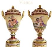 Фарфоровые урны-вазы Венского королевского фарфора XIX века