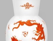Ваза арт-деко с украшением "Мингский Дракон" в железно-красных тонах