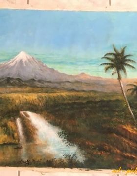 buy Translation: "Replica of the painting 'Vista del Cotopaxi' by Frederic Edwin Church, canvas/oil."