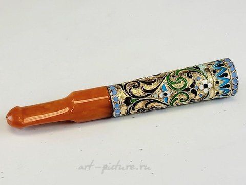 Russian silver, ANTIQUE RUSSIAN GILT SILVER CIGARETTE HOLDER