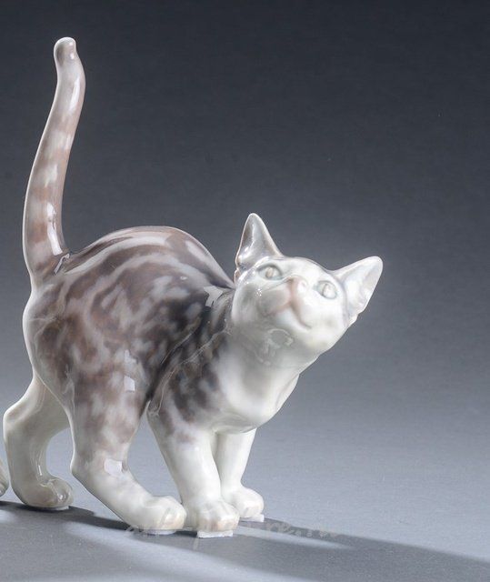 Фарфоровая статуэтка Кошка, Dahl-Jensen, 20 век.
