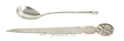 Russian silver, A 19th century Russian silver spoon and hallmarked silver pa...