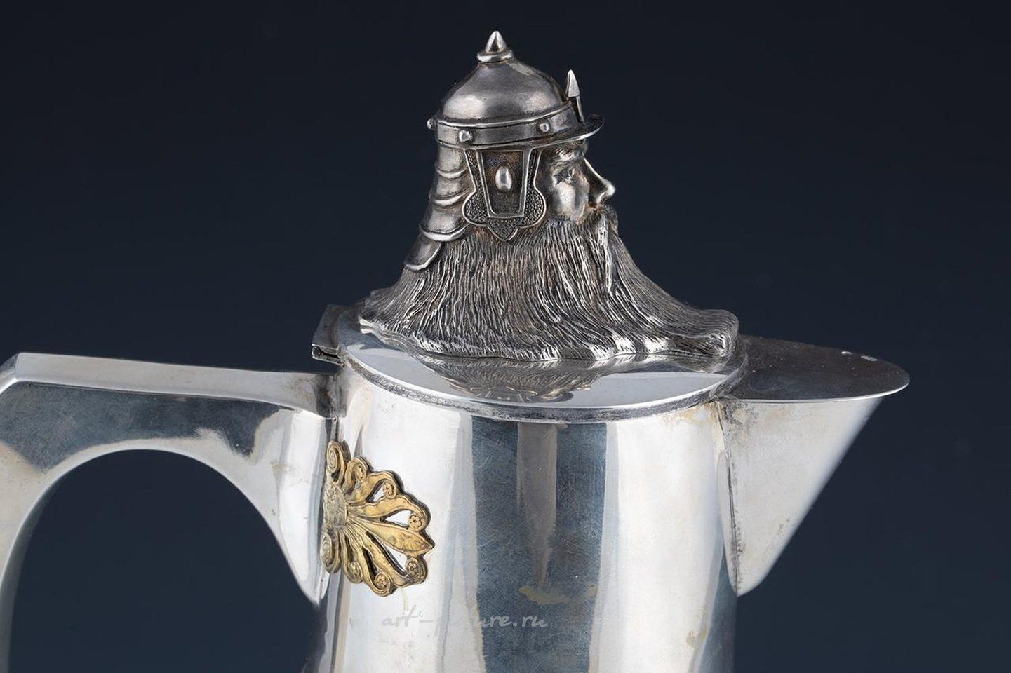 Русское серебро , Кувшин с головой богатыря (Черномора) 20 век
