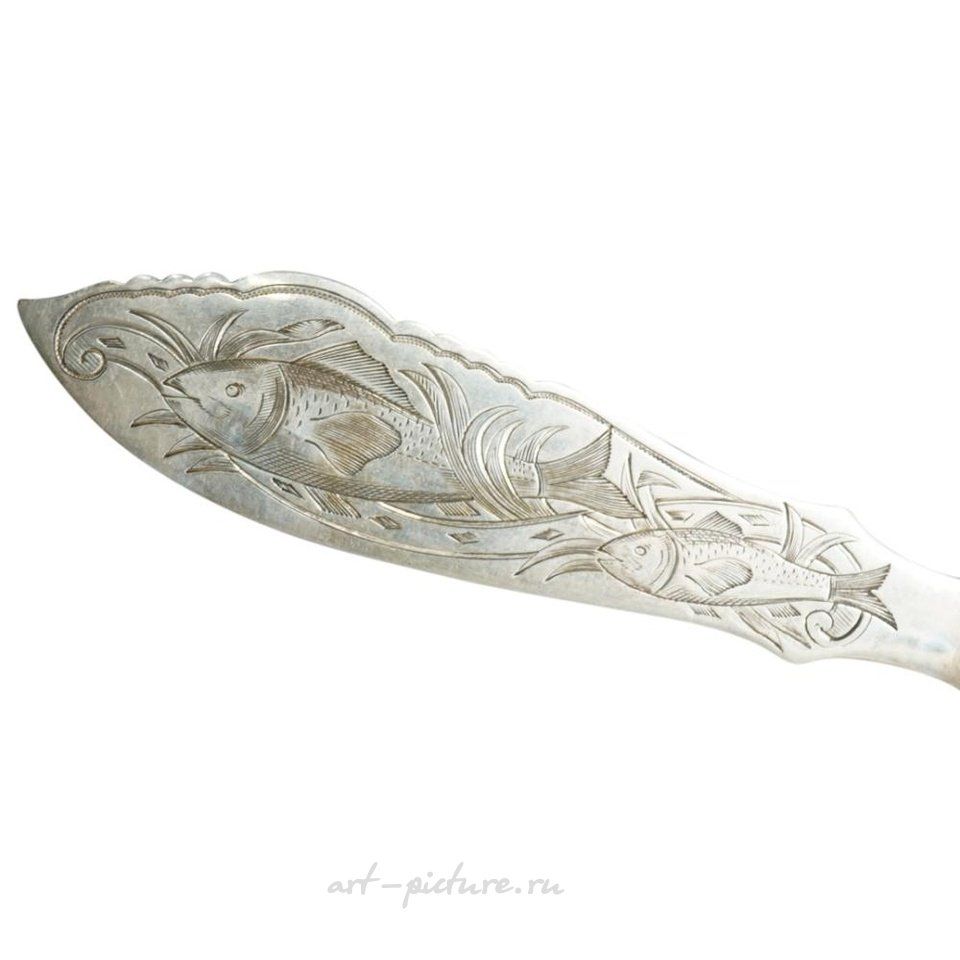 Русское серебро , Антикварный русский серебряный набор для рыбы от братьев Грачевых