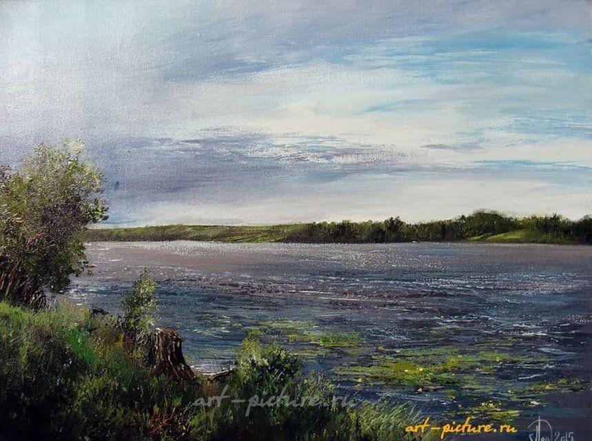 Плёс.Зелёный бережок масло,холст