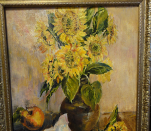still life with sunflower oil, canvas