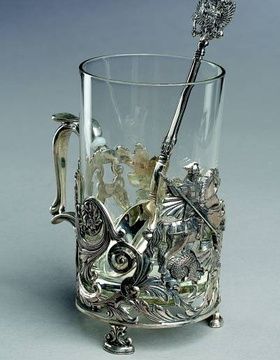 buy Silver cup holder George with a spoon of eagle workshop-studio "Interce"