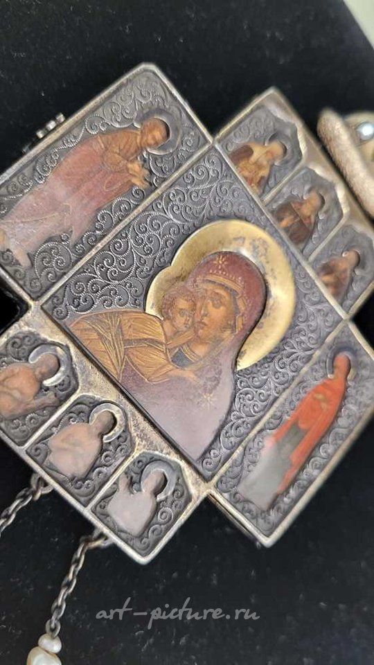 Русское серебро , Русская серебряная золотая подвеска Николая II в стандарте 84 золотника (875 пробы)...