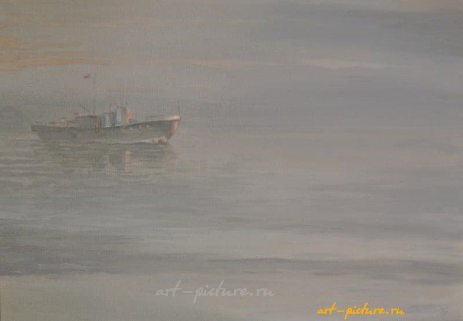 Туман на Байкале Холст на картоне, масло 