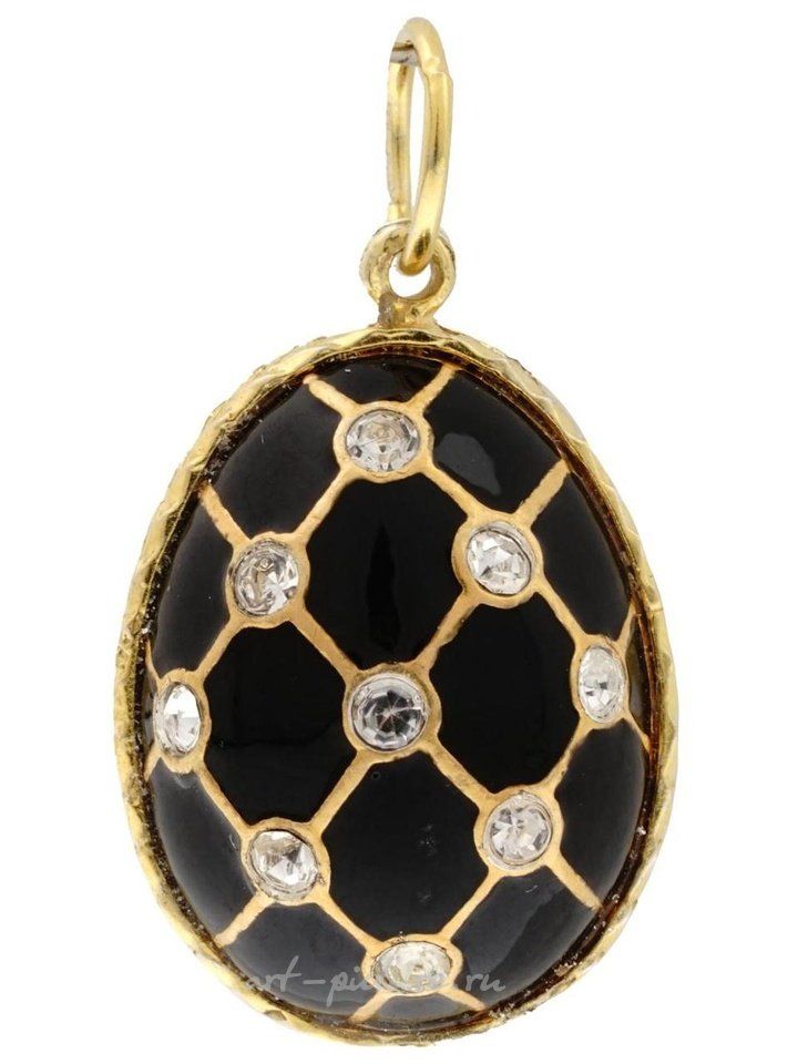 Russian silver , RUSSIAN 84 GILT SILVER DIAMOND ENAMEL EGG PENDANT