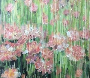 Asters bloom canvas, acrylic