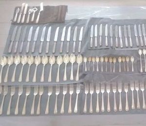 A large set of silver cutlery for 12 persons, 126 items of Janmaria Buchchellati Gianmaria Buccelle Silverware Set