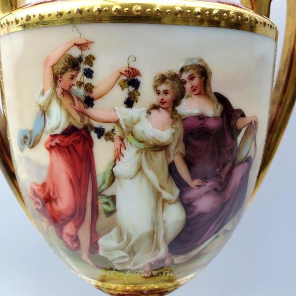 Royal Vienna Porcelain , Antique Large French Porcelain Covered Urn