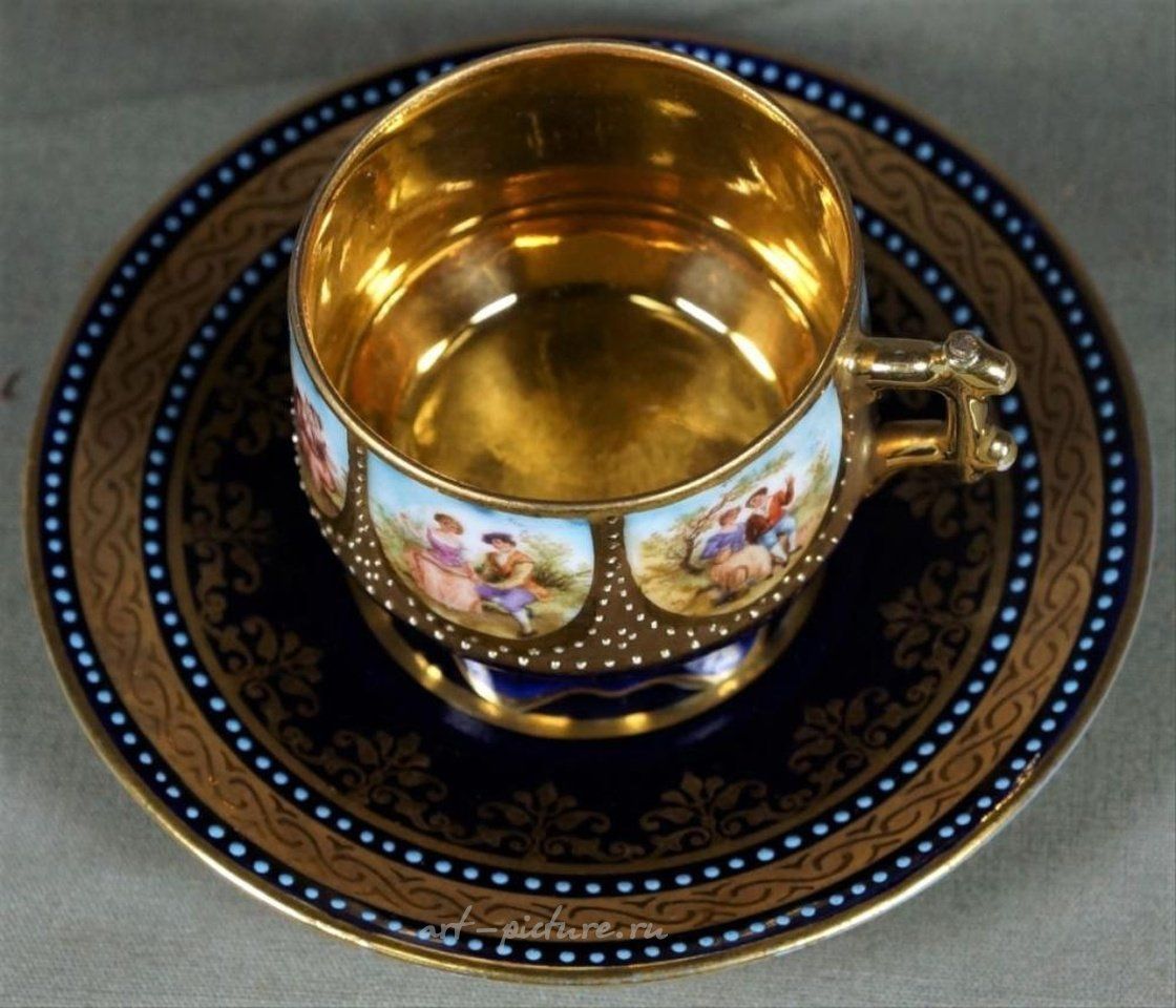 Royal Vienna Porcelain , Royal Vienna Cup And Saucer Demitasse