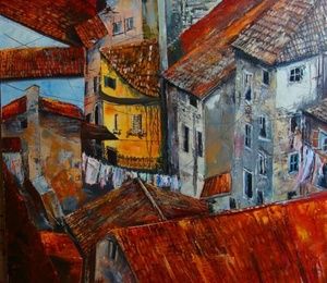 Italian roofs oil, canvas