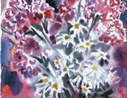 Katya and watercolor flowers