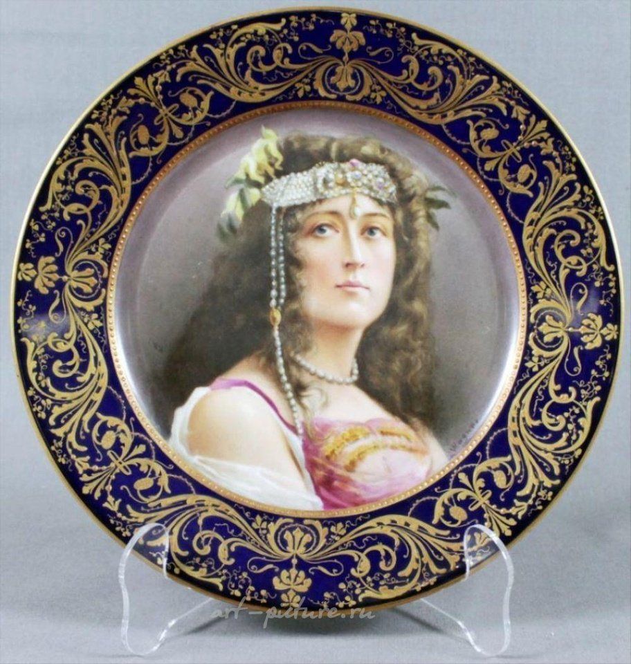 Royal Vienna Porcelain , 19Th C. Royal Vienna Plate Signed Wagner