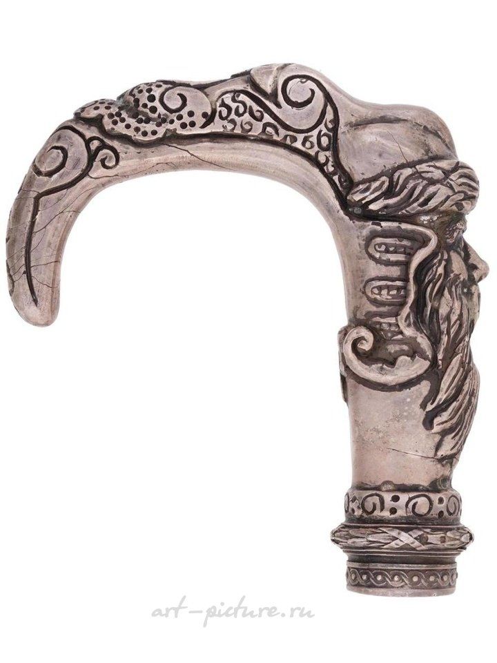 Russian silver , LARGE RUSSIAN SILVER CAST ARCHED CANE HANDLE