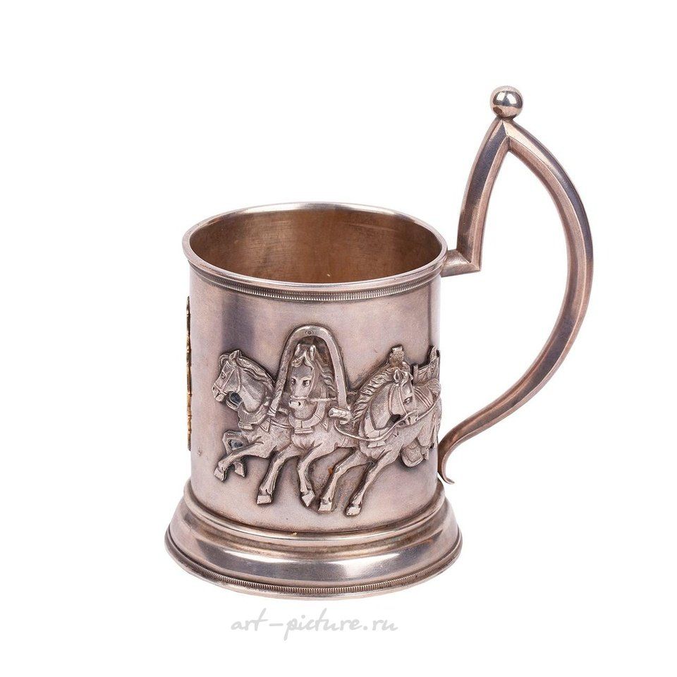 Russian silver , A Russian cast silver-gilt presentation glass holder "Winter...