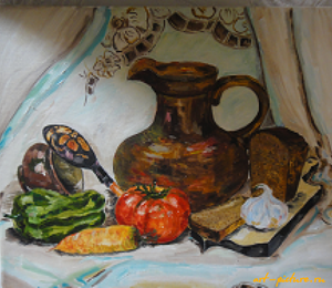 Still life rustic oil, canvas