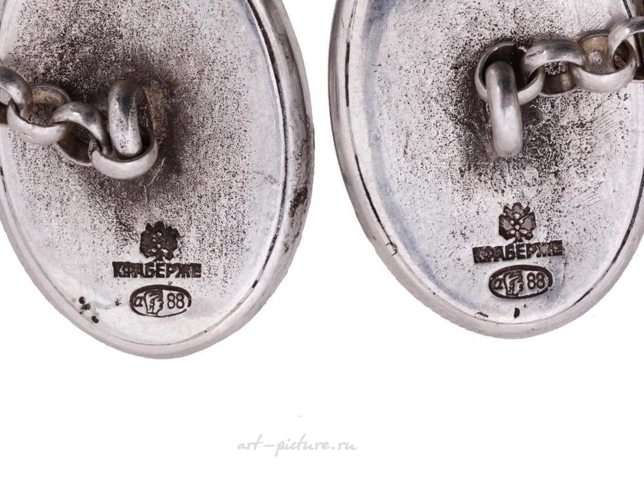 Русское серебро , Серебряные манжетные пуговицы с русским орлом, рубинами и эмалью