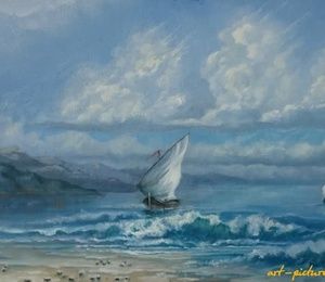 "Home under the sail" canvas, butter