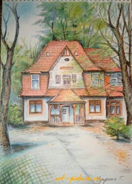 "Чей-то старый дом,чья-то жизнь" акварельные карандаши 