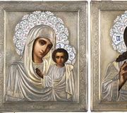 Свадебные иконы с серебряным окладом: Богородица Касанская...