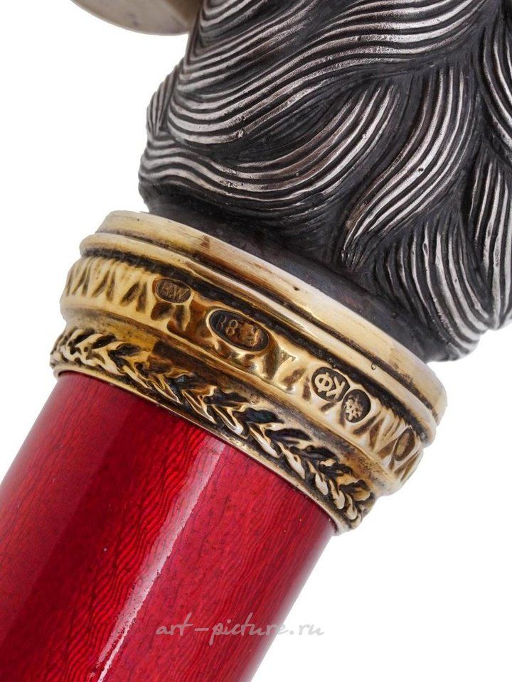 Russian silver , RUSSIAN SILVER ENAMEL DIAMOND OWL CANE HANDLE