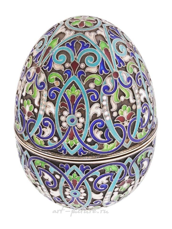 Russian silver , RUSSIAN 84 GILT SILVER ENAMEL EASTER EGG BOX