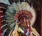 North America Indian canvas on the subframe, oil.