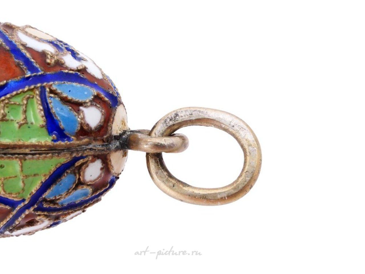 Russian silver , RUSSIAN GILT SILVER CLOISONNE ENAMEL EGG PENDANT