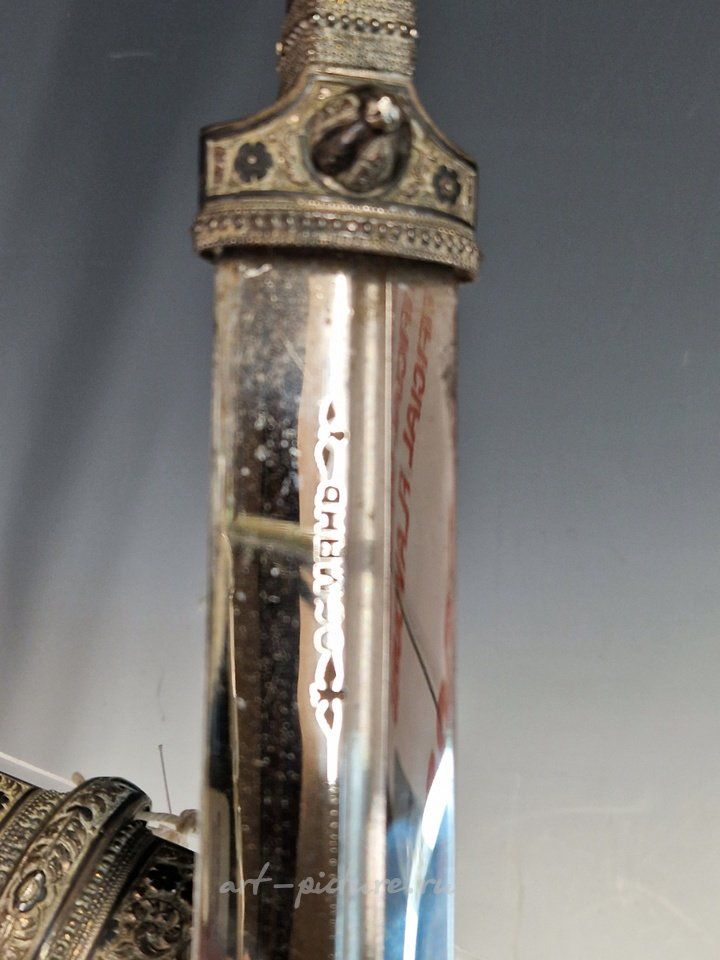 Russian silver , A 19th century Russian KINJAL DAGGER with niello decoration ...