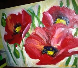 Poppy oil, canvas
