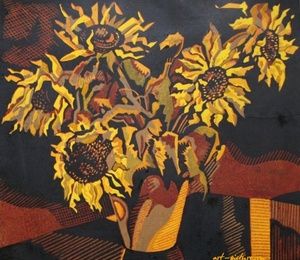 Sunflowers.Tsv.linocut.47x53 cm.