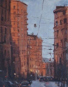 купить "Вечереет" масло, бумага