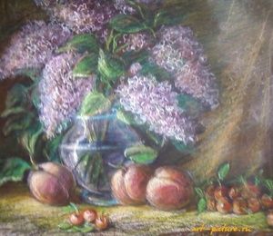 Lilac and fruits paper, pastel