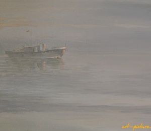 Fog on Lake Baikal canvas on cardboard, oil