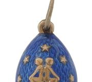 Подвеска яйцо с изображением зодиака из русского серебра с позолотой и эмалью