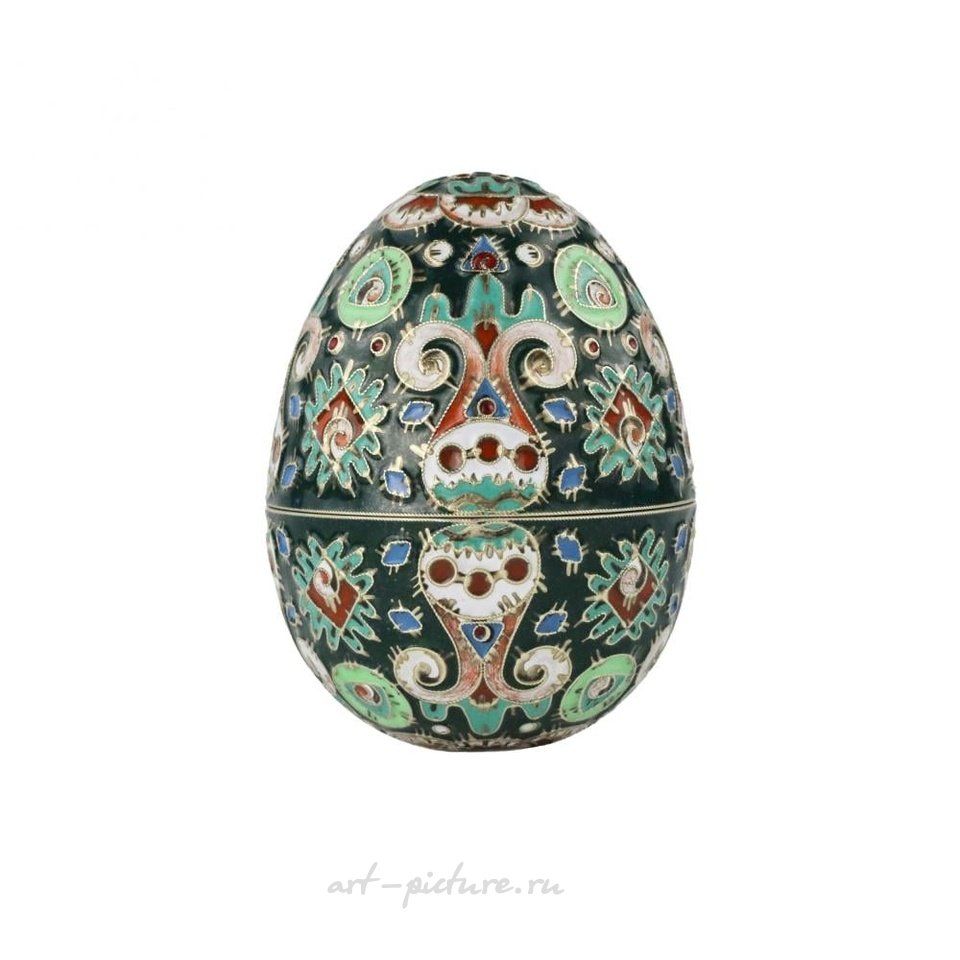 Русское серебро , Декоративное серебряное пасхальное яйцо с эмалью