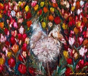 "Dandelion" oil, canvas, mixed technology